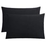 FLXXIE Pillow Cases Queen, Soft Microfiber Pillow Covers with Envelope Closure, Wrinkle Resistant Pillowcases, 2 Piece Set, 20x30, Black