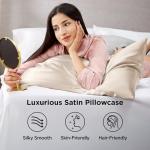 Bedsure Satin Pillowcases, Similar to Silk Pillow Cases Queen Size Set of 2, Cooling Pillow Case for Sleeping Women with Envelope Closure, Gifts for Women Men, Beige, 20x30 Inches, 2pcs