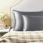 BEDELITE Satin Pillowcase for Hair and Skin, Super Soft and Cooling Similar to Silk Pillow Cases 2 Pack with Envelope Closure, Gift for Women Men(20"x30" Queen Size, Dark Grey)