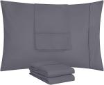 Utopia Bedding Queen Pillow Cases - 4 Pack - Envelope Closure - Soft Brushed Microfiber Fabric - Shrinkage and Fade Resistant Pillow Covers Queen Size 20 X 30 Inches (Queen, Grey)