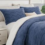 Fluffy Twin Sherpa Comforter Set - Navy Blue
