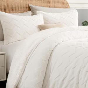 Fluffy Sherpa Twin Comforter Set in Beige