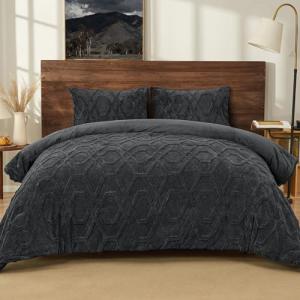 PHF Warm Sherpa Twin Comforter Set in Dark Grey