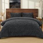 PHF Warm Sherpa Twin Comforter Set in Dark Grey
