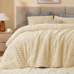 Twin Fleece Comforter Set - Soft & Warm Beige