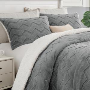 Fluffy Twin Comforter Set - Soft Sherpa Grey