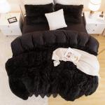 Andency Queen Black Faux Fur Comforter Set