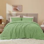 Fluffy Twin Comforter Set - Grass Green Fleece
