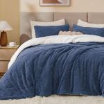 Fluffy Twin Sherpa Comforter Set - Navy Blue