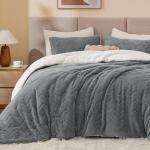 Fluffy Twin Comforter Set - Soft Sherpa Grey