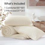 Beige Fluffy Queen Comforter Set - 3 Pieces