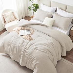 CozyLux Twin XL Soft Comforter Set - Beige