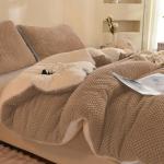 Cozy Beige 3D Jacquard Comforter Set, Twin Size