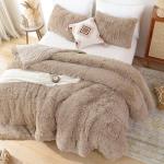 Fluffy Twin Comforter Set with Pillowcase - Khaki