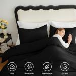 CozyLux Queen Black Comforter Set, 3 Pieces
