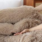 Fluffy Twin Comforter Set with Pillowcase - Khaki