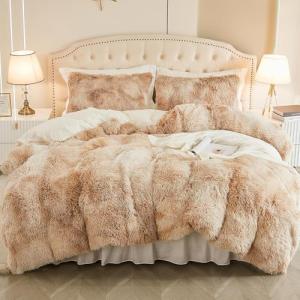EMME Twin Khaki Fuzzy Duvet Cover Set