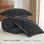 PHF Warm Sherpa Twin Comforter Set in Dark Grey