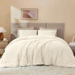 Beige Fluffy Queen Comforter Set - 3 Pieces