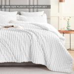 Plush Plaid Twin Fleece Comforter Set with Pillowcase