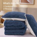 Fluffy Twin Sherpa Comforter Set - Navy Blue