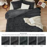 PHF Warm Sherpa Twin Comforter Set in Dark Grey