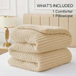 Twin Fleece Comforter Set - Soft & Warm Beige
