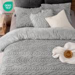 Fluffy Grey Sherpa Fleece Twin Comforter Set