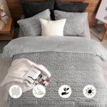 Fluffy Grey Sherpa Fleece Twin Comforter Set