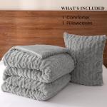 Fluffy Grey Sherpa Fleece Twin Comforter Set