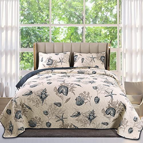 Coastal Starfish Queen Quilt Set, 3-Piece