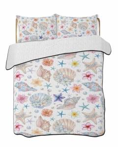 Queen Nautical Beach Quilt Set with Pillow Cover
