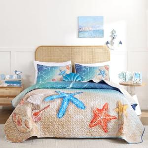 Weigelia Coastal Queen Quilt Set - 3 Piece