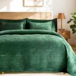 Forest Green Velvet Quilt Set with Pillow Shams