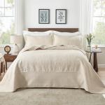 Beige Oversized King Bedspread Set with Shams