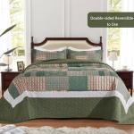 Olive Green California King Quilt Set, 3 Pieces