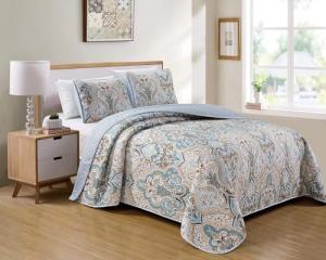 3-Piece King Quilted Reversible Floral Bedspread Set