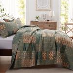 Olive Green California King Quilt Set, 3 Pieces