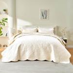 Oversized Quilted Cream Bedspread for King Size