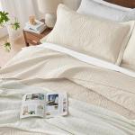 Beige Oversized King Bedspread Set with Shams