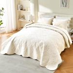 Oversized Quilted Cream Bedspread for King Size