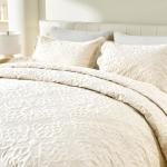 Oversized Quilted Cream Bedspread for King Size