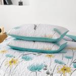 Dinjoy Aqua Floral Quilt Set, Queen Size 3 Pieces