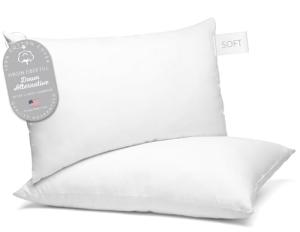 Digital Decor 100% Cotton Luxury Hotel Pillows Standard Size Set of 2, Cooling Down Alternative Bed Pillows for Sleeping, Hypoallergenic Soft Pillows for Side & Back Sleepers, Made in USA, 26" x 20"