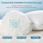 Adjustable Bed Pillows for Sleeping - Firm King Size Pillows 2 Pack, Soft & Fluffy Down Alternative Fill, Zippered Hotel Quality Pillows with Gray Piping, 110GSM Premium Cover, CertiPUR-US