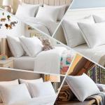 Adjustable Bed Pillows for Sleeping - Firm Pillows Standard Size Set of 2, Soft & Fluffy Down Alternative Fill, Zippered Hotel Quality Pillows with Gray Piping, 110GSM Premium Cover, CertiPUR-US