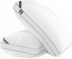 MZOIMZO Luxury Comfy Hotel Collection Bed Pillows for Sleeping- Firm Standard Size Set of 2, Gusseted Cooling Side Mesh Design with Premium Down Alternative Filling for Back, Stomach or Side Sleepers