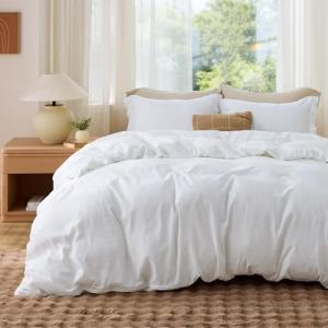 Bedsure White King Duvet Cover Set - 3 Pieces