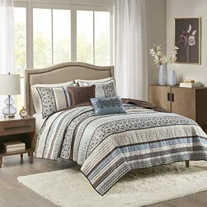 Madison Park Blue Jacquard Quilt Set - King Size