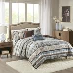 Madison Park Blue Jacquard Quilt Set - King Size